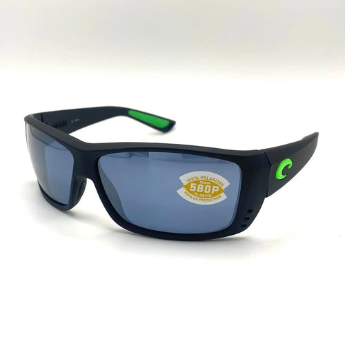 Costa Cat Cay 06S9024- Matte Black with Green Logo/ Gray Silver Mirror
