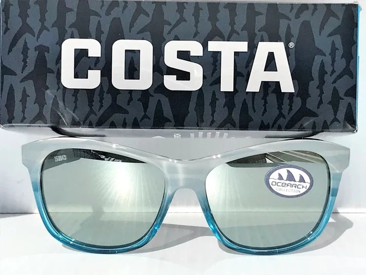 Costa Sunglasses Vela - Ocearch Shiny Gray Coastal Fade Frame w\ Silver Mirror Lens