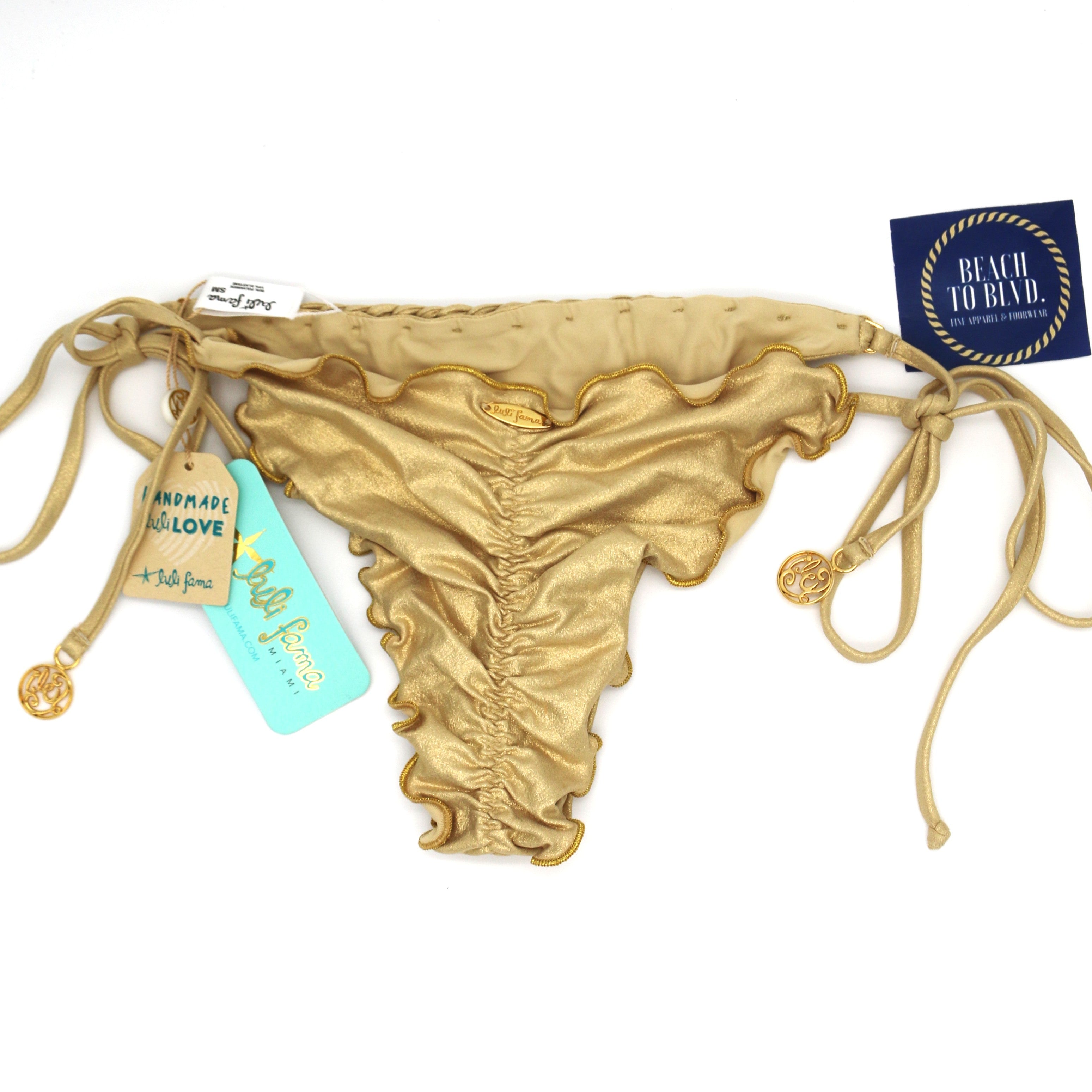 Luli Fama SAIL ON - Braided Ruched Back Brazilian Tie Side Bottom