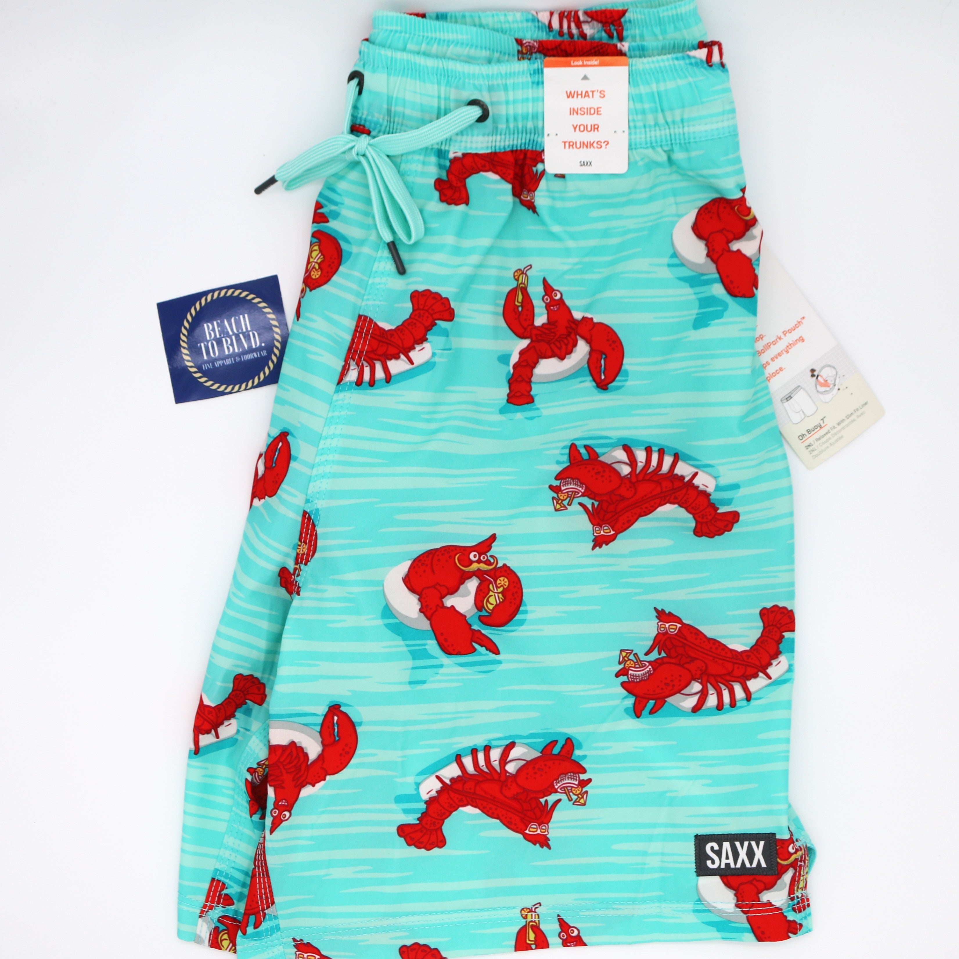 SAXX Oh Buoy 2N1 Volley 7inch Teal Lobster Swimwear