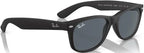 Ray-Ban New Wayfarer Classic Sunglasses - Matte Black Frame - Blue Lenses