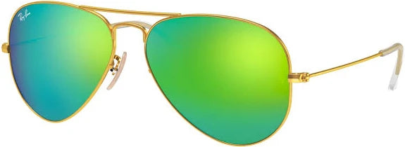 Ray-Ban RB3025 - Gold Metal Aviator, Green Mirror Blue Lens