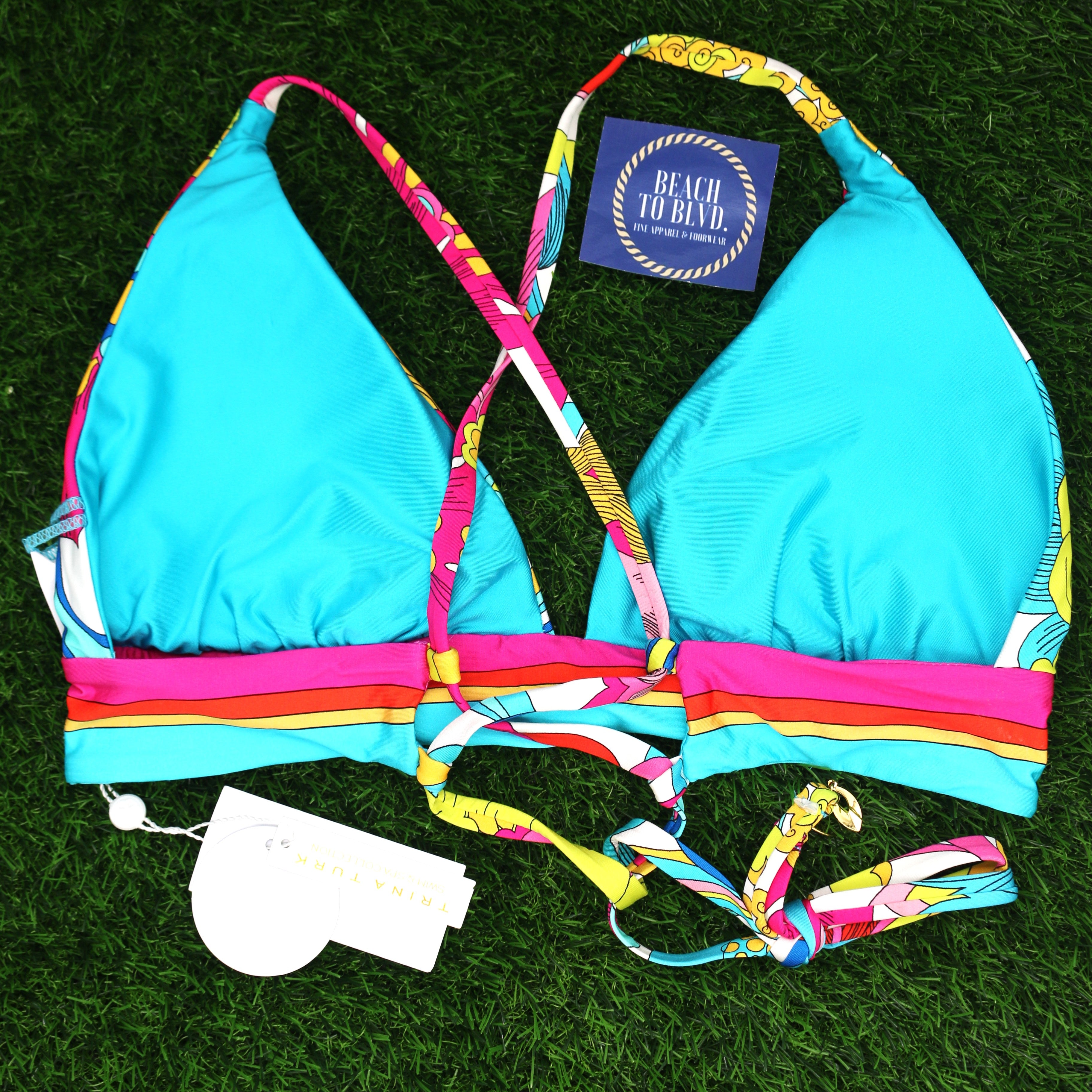Trina Turk Banded Halter Swim Top- Multicolor 3783135