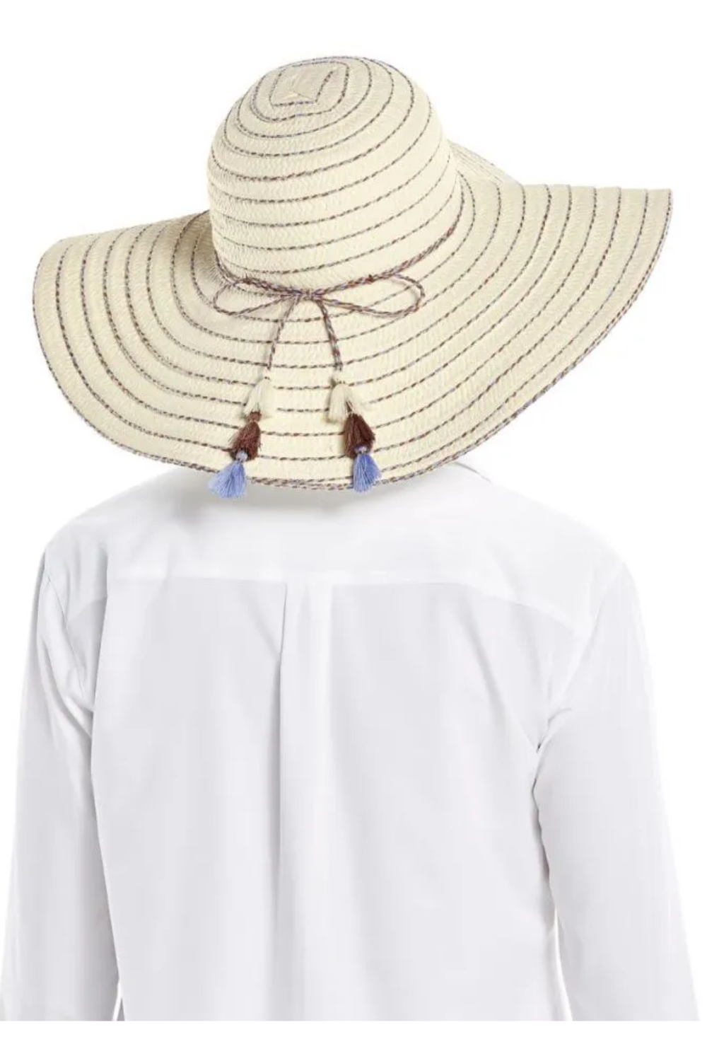 Coolibar Marlee Paper Stripe Hat Ivory
