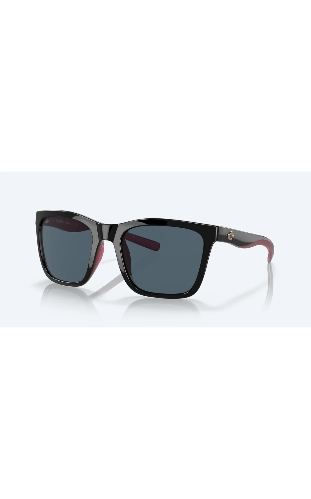 Costa Sunglasses Panga - Shiny Black/Crystal/Fuchsia Frame W/ Gray Lens - BeachToBlvd