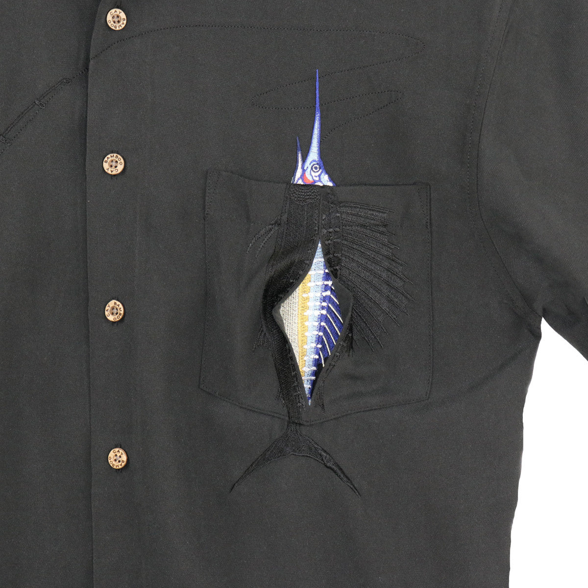 Bamboo Cay Shake the Hook Peekaboo Sailfish Camp Shirt Wb871